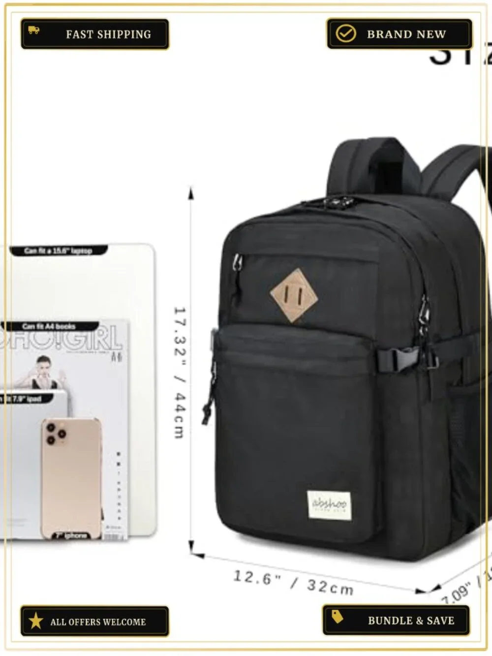 Water Resistant Backpack for School Travel Daypack with Laptop Compartment 32L